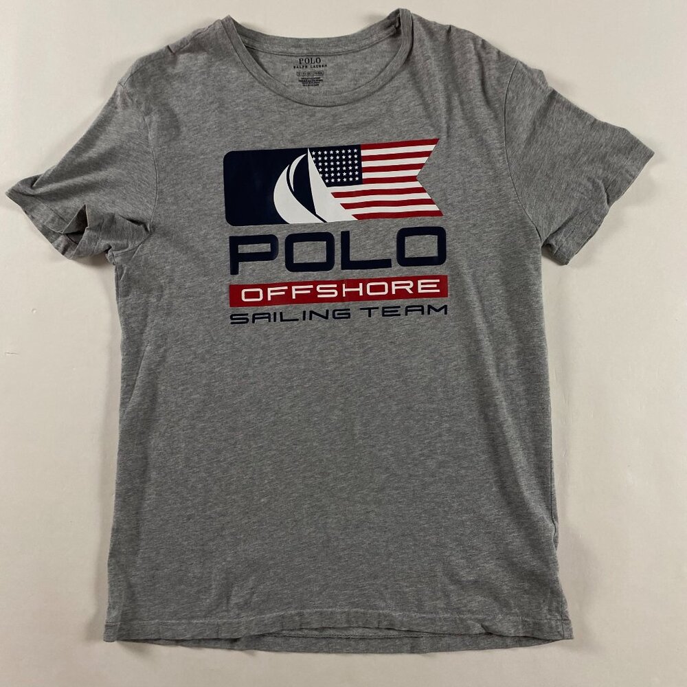 Polo Ralph Lauren Offshore Sailing Team T Shirt Men's Small Gray Cotton
